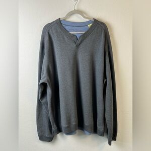 Tommy Bahama Reversible Gray and Blue Cotton Sweater